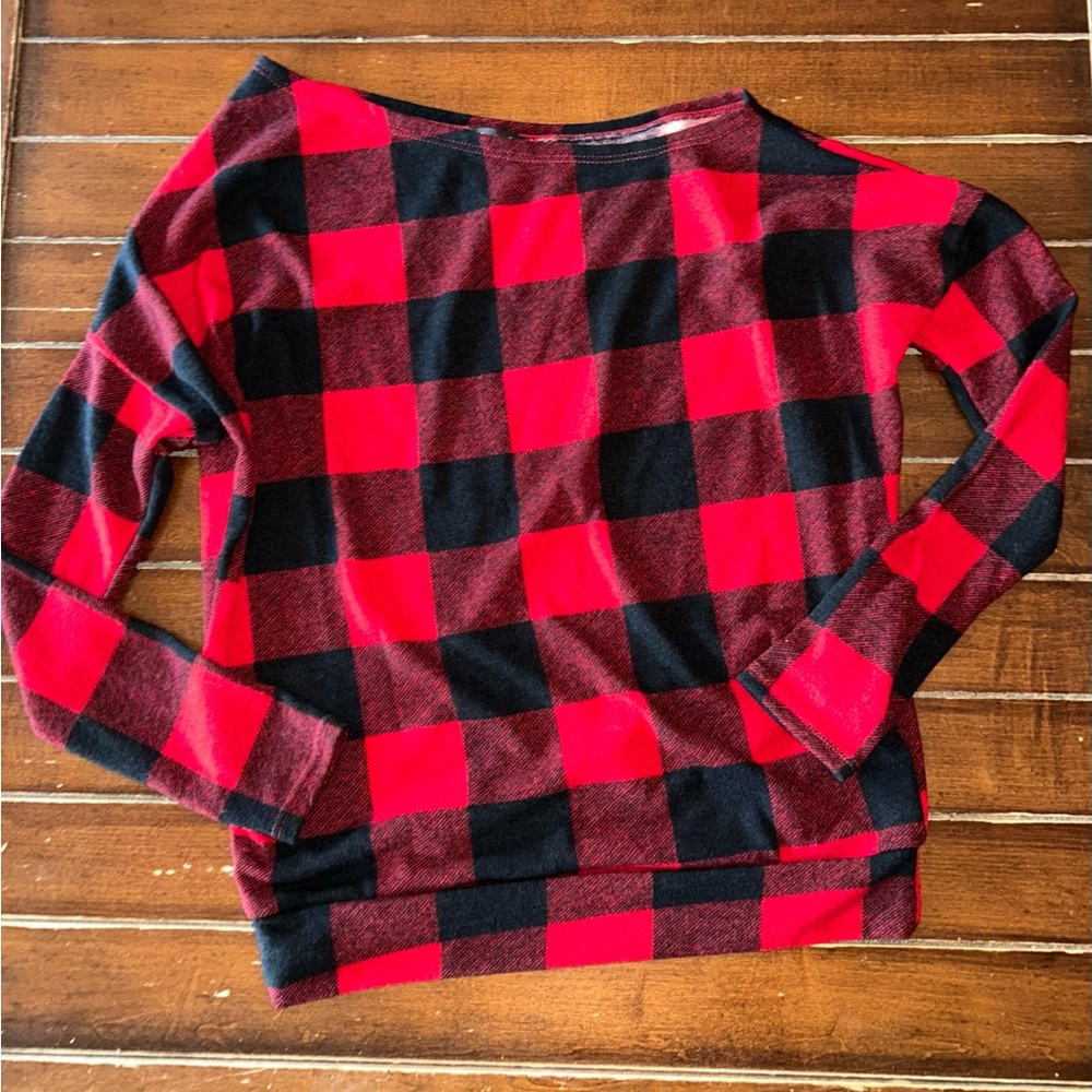 White Birch Red and Black Checkered‎ Sweater